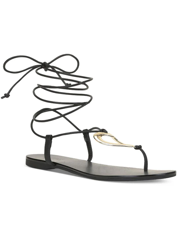 Romantic Temperament Ganesa Womens Faux Leather Ankle Tie Gladiator Sandals