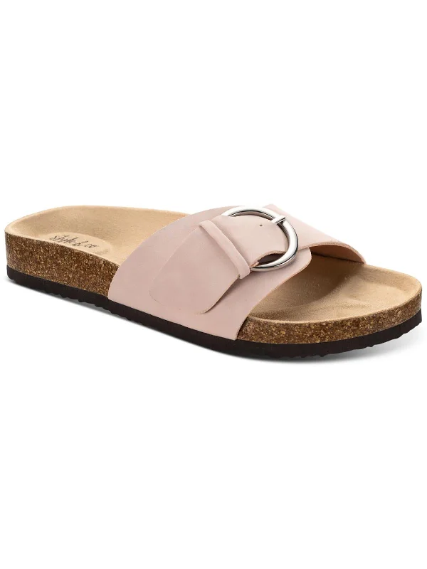 Classic Style Elisaa Womens Faux Leather Footbed Slide Sandals