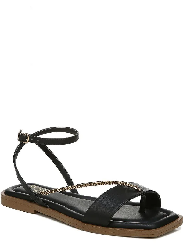 Personalized Series Mela Womens Faux Leather Ankle Strap Thong Sandals