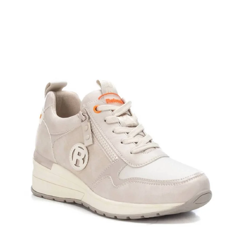 Simple Design Women's Wedge Sneakers In White