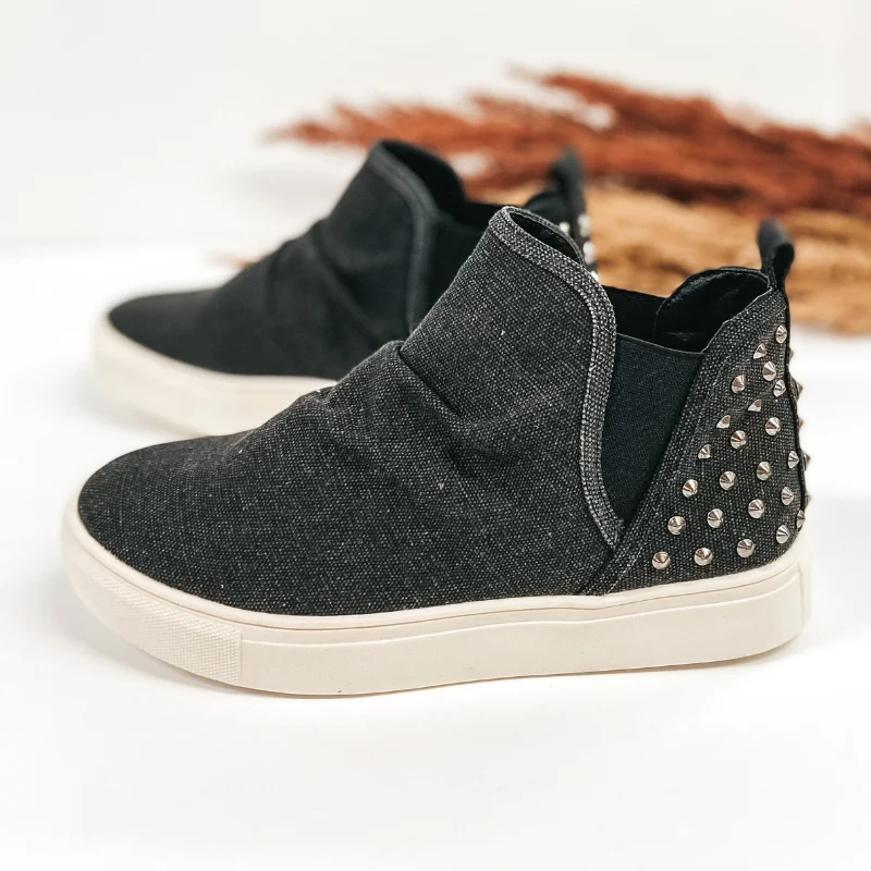 Comfortable Wear Very G | Practicing for Perfect High Top Slip On Sneakers with Studded Heel in Black