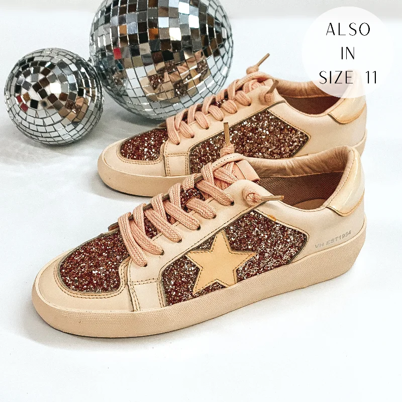Classic Style Last Chance Size 6.5 & 7 | Vintage Havana | Alexis Dip Dye Glitter Sneakers in Beige