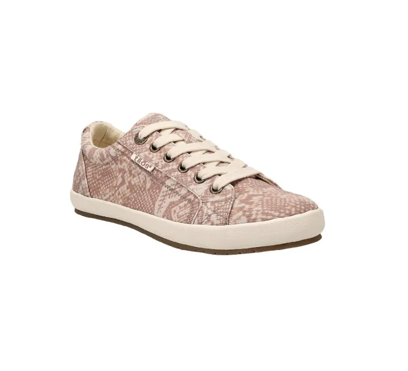 New Season Series Women's Star Sneakers In Blush Snake Print