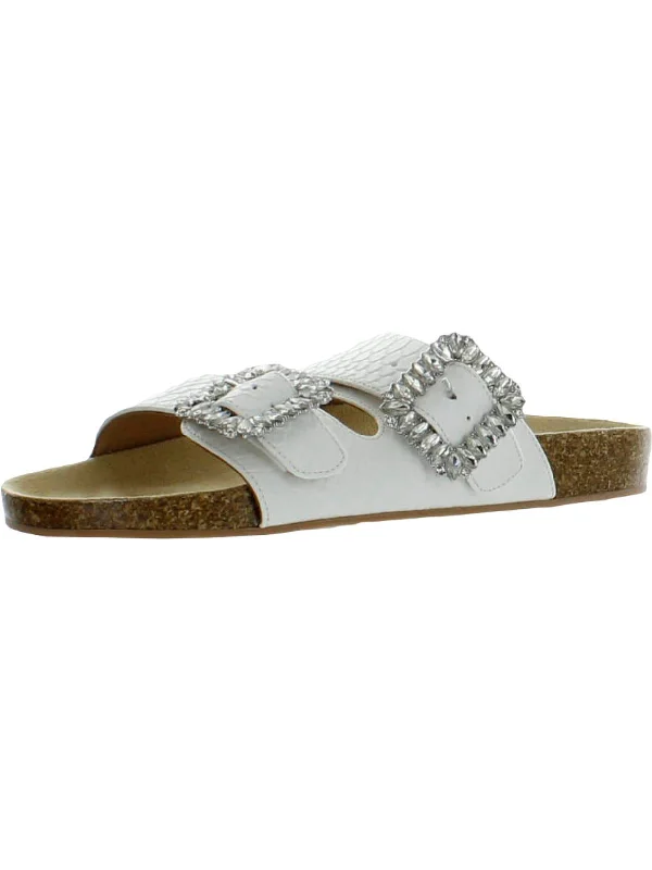 Fashion Wear Somers Womens Leather Rhinestone Footbed Sandals