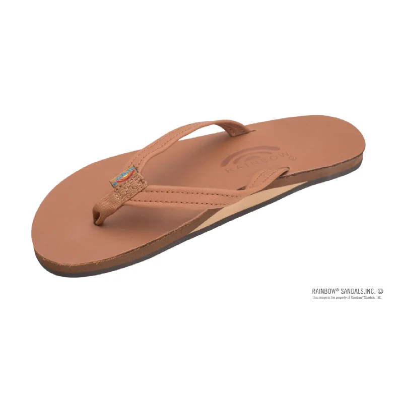 Retro Design TAN - Rainbow Single Layer Classic Leather with Arch Support and a 1/2" Narrow Strap