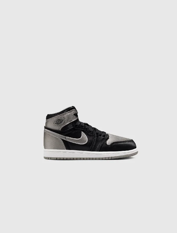 Elegant Wear AIR JORDAN 1 RETRO HIGH "BLACK/ MEDIUM GREY/ WHITE" PS
