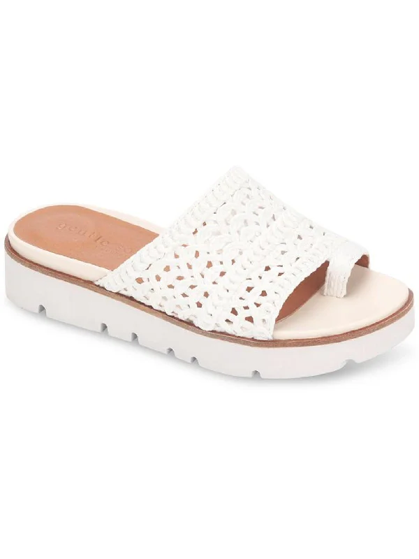 Classic Series Lavern Womens Leather Slip On Flatform Sandals