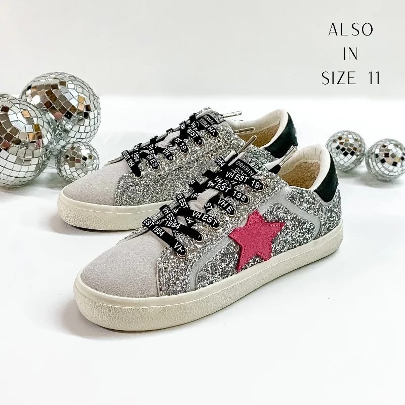 End Of The Year Vintage Havana | Annsley Glitter Sneakers with Pink Star in Multi