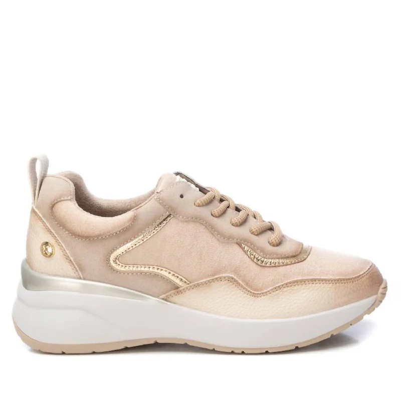 New Products Women's Suede Metallic Sneakers In Beige