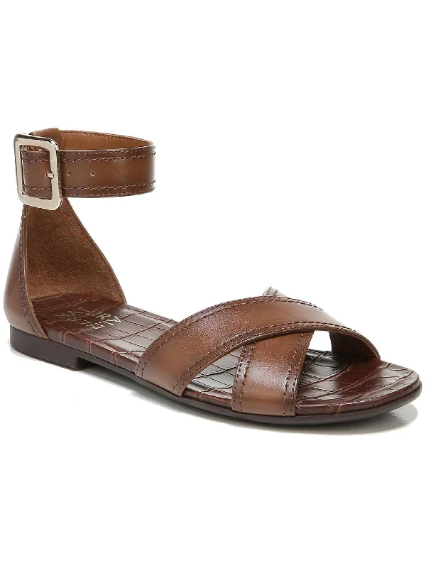 Fashion Design Sausalito Womens Criss-Cross Front Ankle Strap Flat Sandals