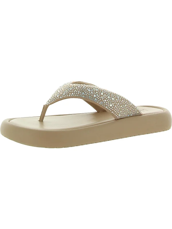 Energy Wear Essily Womens Rhinestone Slip On Flatform Sandals