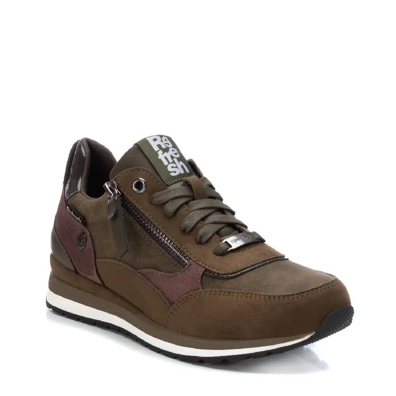 Tropical Style Women's Lace-Up Sneakers In Dark Brown