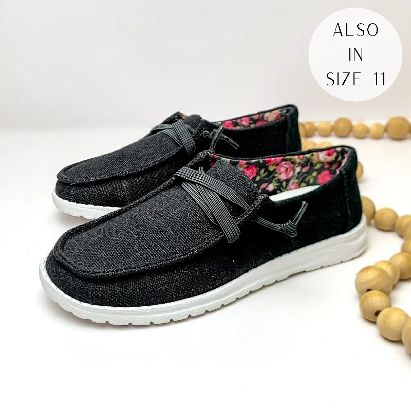 Luxury Fashion Very G | Have To Run Slip On Loafers with Black Laces in Black Canvas Luxury Fashion Very G | Have To Run Slip On Loafers with Black Laces in Black Canvas