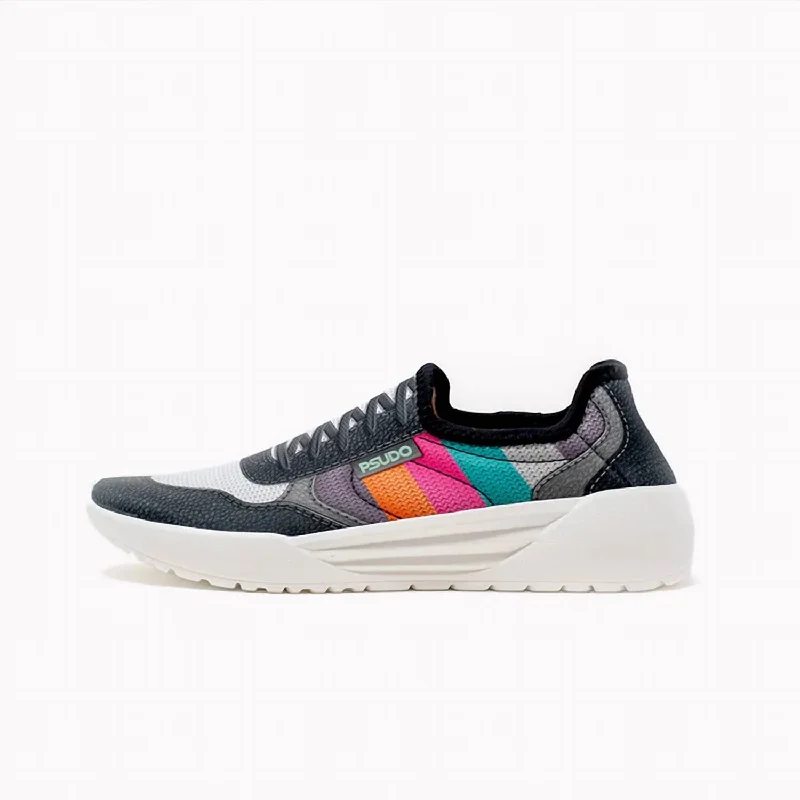 Retro Design Women's Court Sneaker In Black Multi