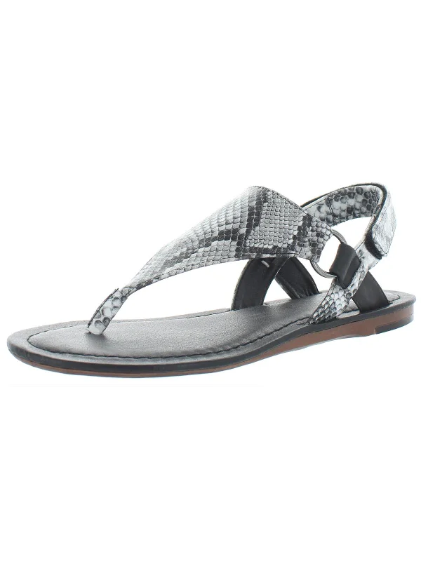 Printed Patterns Grace Womens Faux Leather Snake Print Thong Sandals