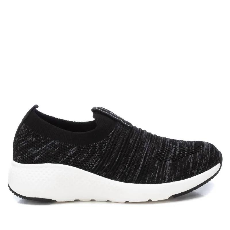 Embroidery Design Women's Technical Fabric Sneakers In Black