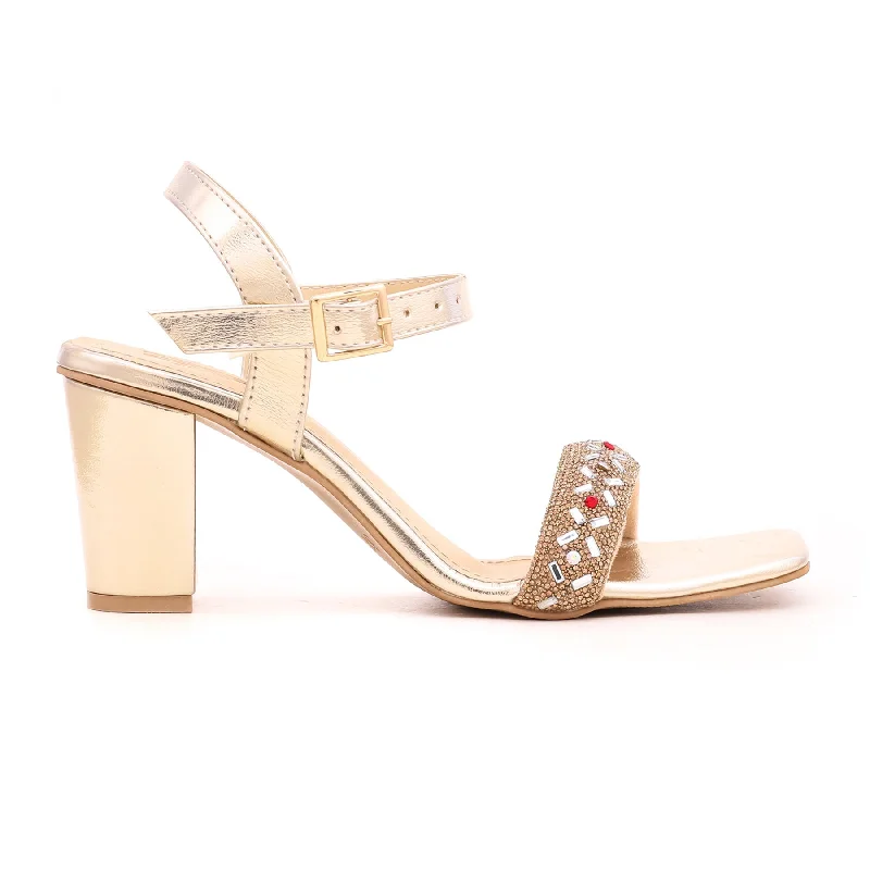 High Street Fashion Golden Fancy Sandal FN5603