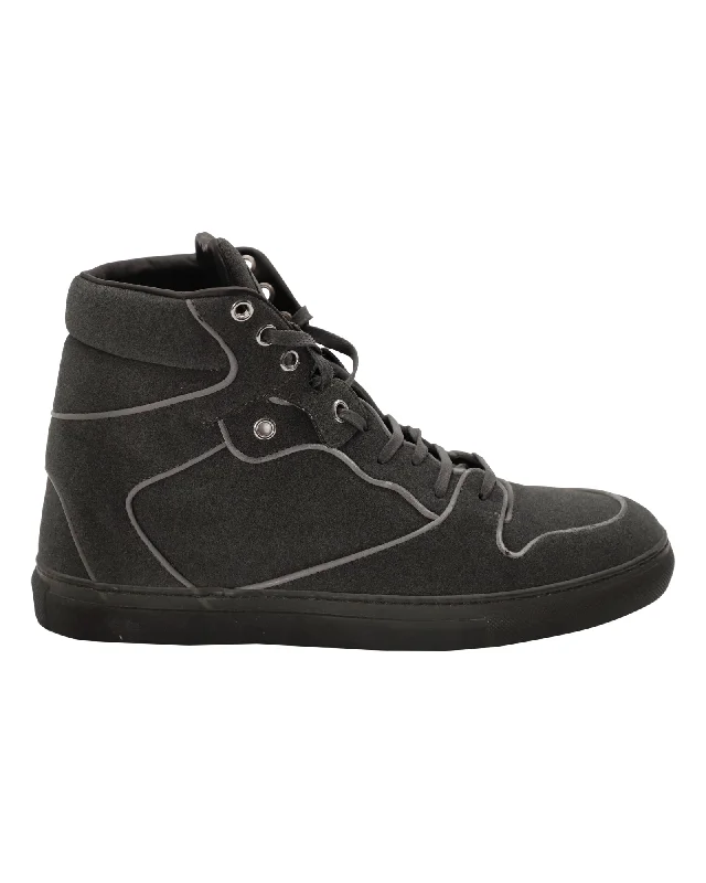 Classic Color Balenciaga High Top Sneakers in Olive Suede