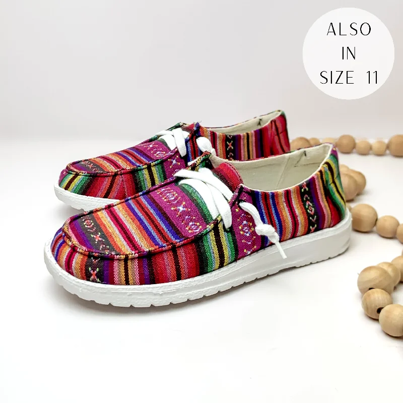 Classic Style Very G | Have To Run Slip On Serape Print Loafers with Laces in Fuchsia Pink Multi Classic Style Very G | Have To Run Slip On Serape Print Loafers with Laces in Fuchsia Pink Multi