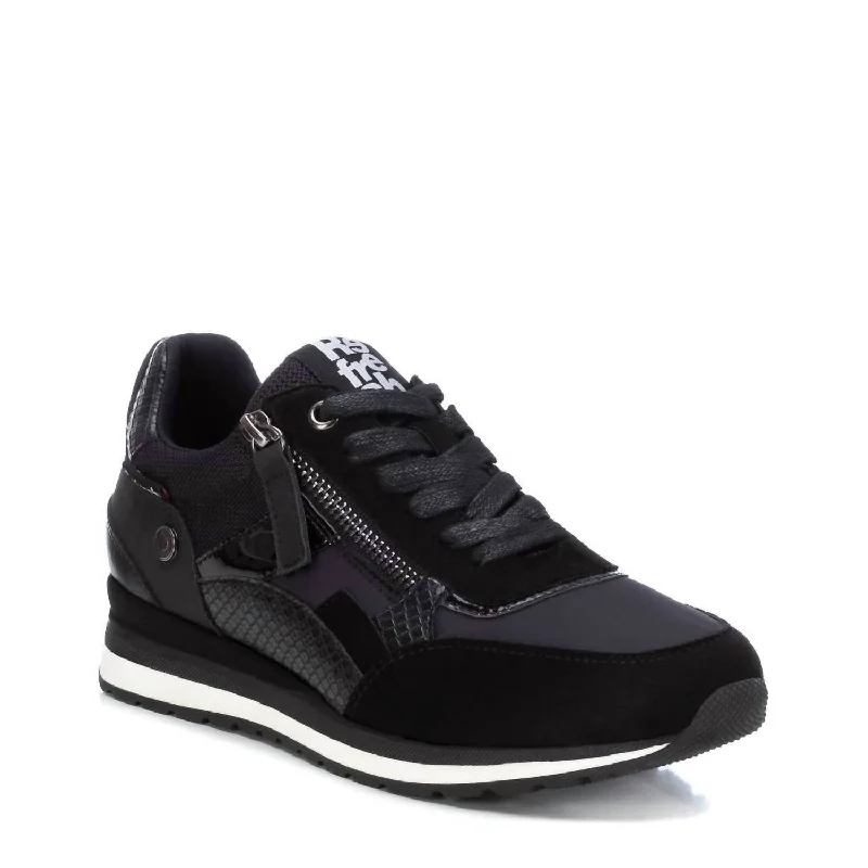 Editorial Design Women's Lace-Up Sneakers In Black