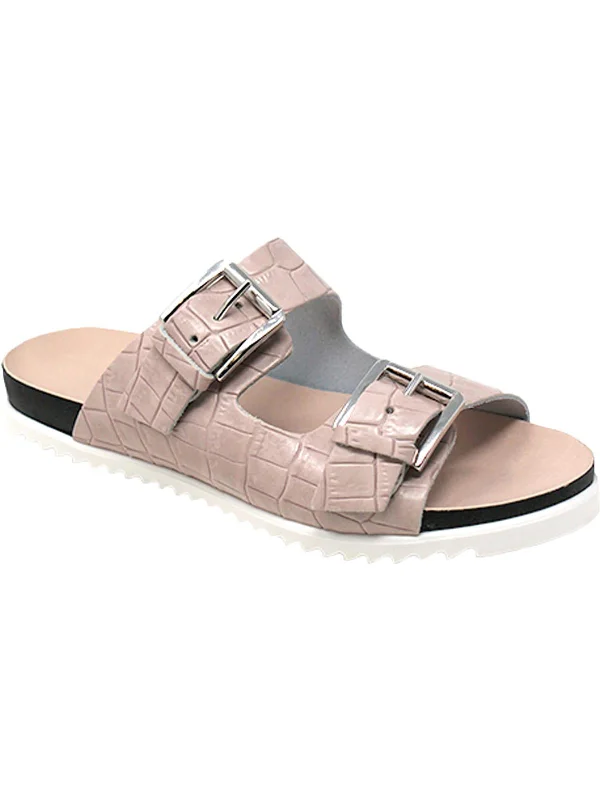 American Style Lonnie Womens Faux Leather Slip On Footbed Sandals