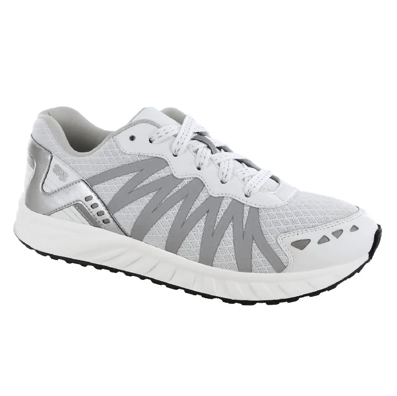 Luxury Style Women's Tempo Lace Up Sneaker - Medium Width In White/silver