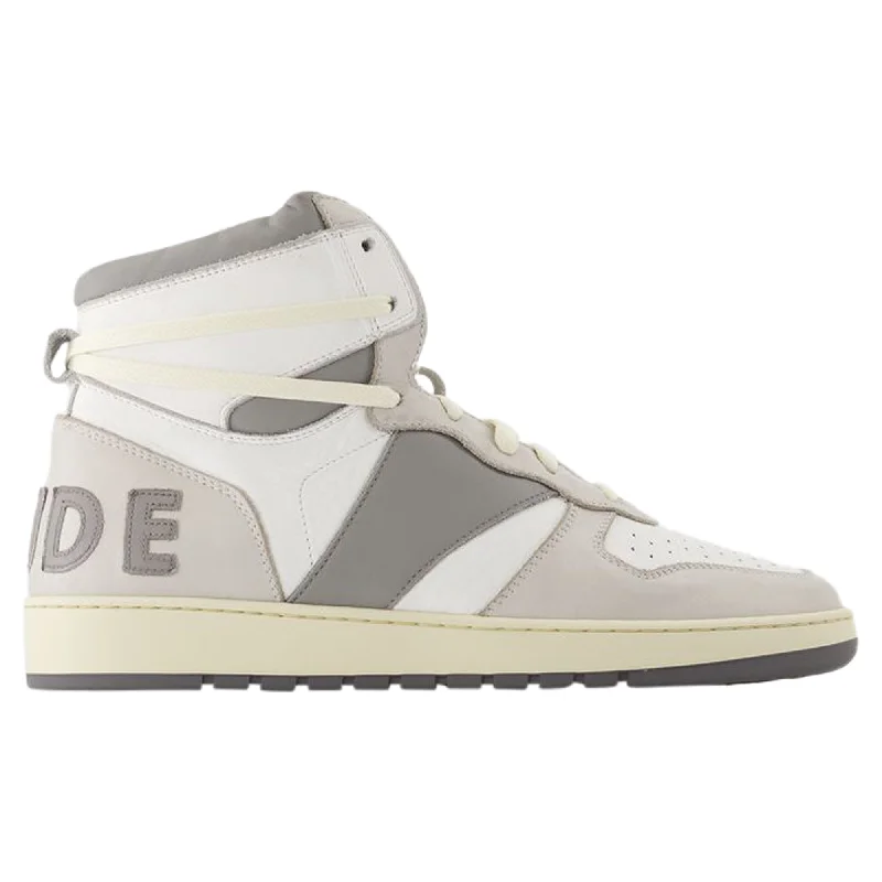 Practical Style Rhecess Hi Sneakers - Rhude - Leather - White/Grey