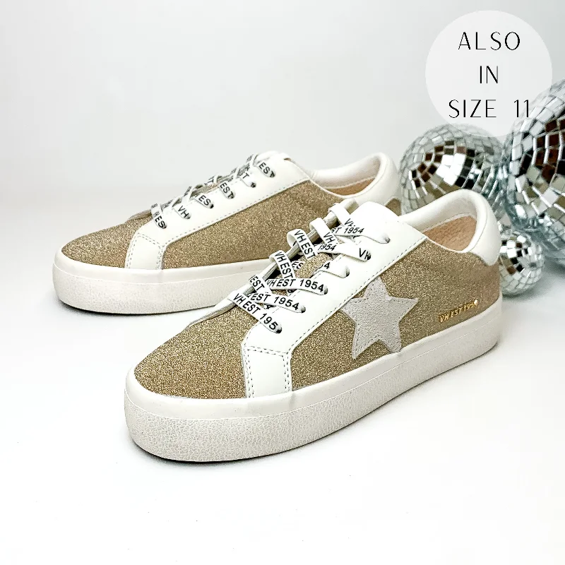 Luxury Classic Vintage Havana | Vera Glitter Sneakers in Light Gold