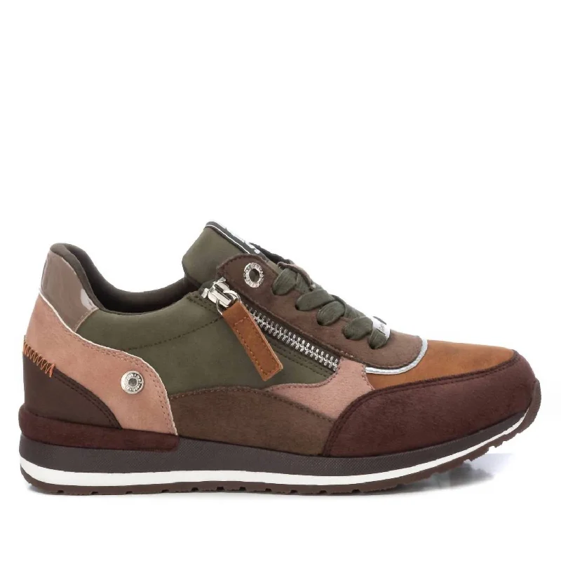 Bright Colors Women's Suede Sneakers In Khaki