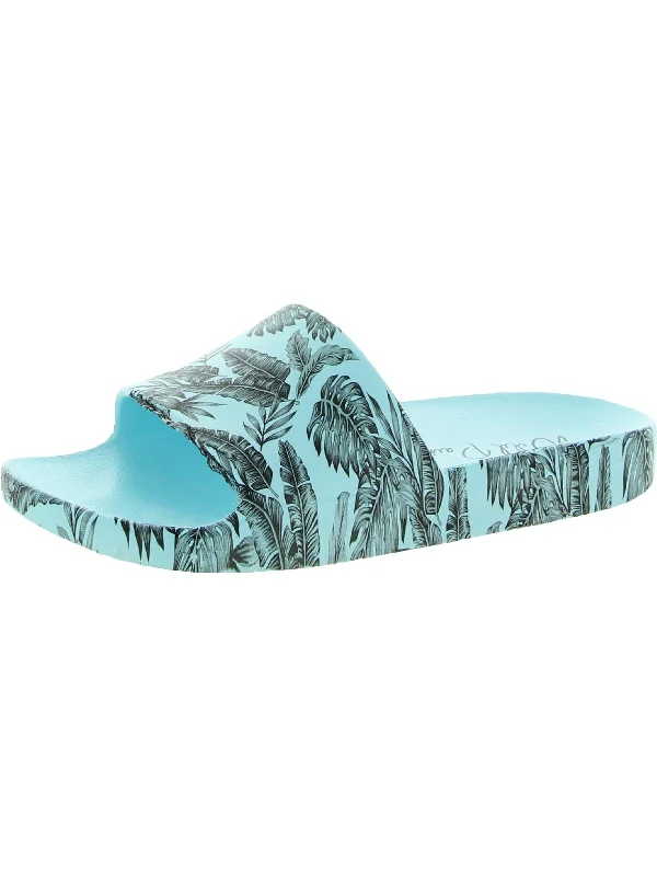 Retro Design Slyde Womens Slide On Open Toe Pool Slides