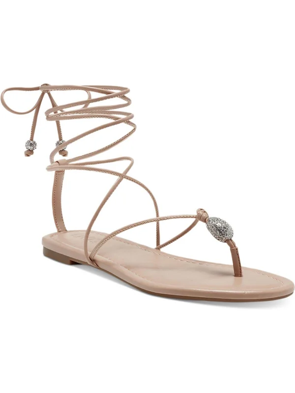 Fresh Wear Amille Womens Faux Leather Ankle Tie Strappy Sandals