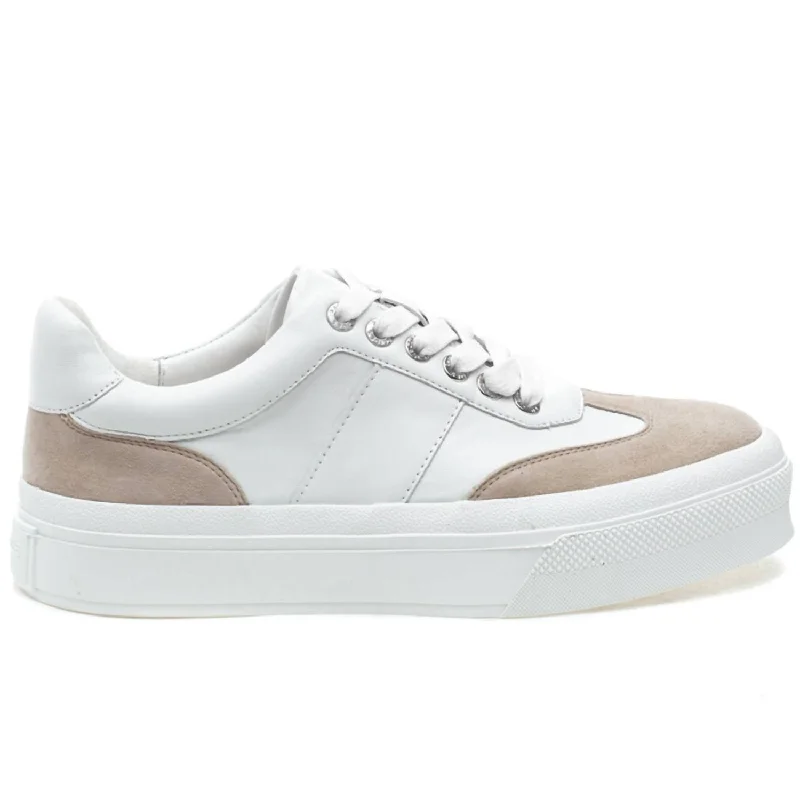 Quality Tailoring Women's Gabbie Nappa Suede Sneaker In White/sand