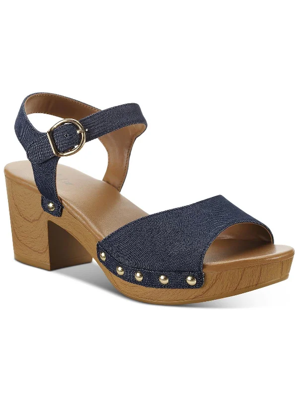 Luxury Fashion Anddreas Womens Faux Leather Clog Heel Sandals