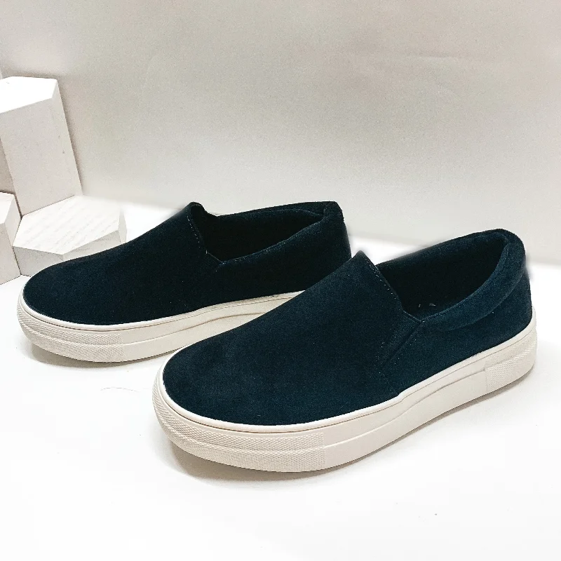Luxury Classic The Best Feeling Suede Slip On Sneakers in Black