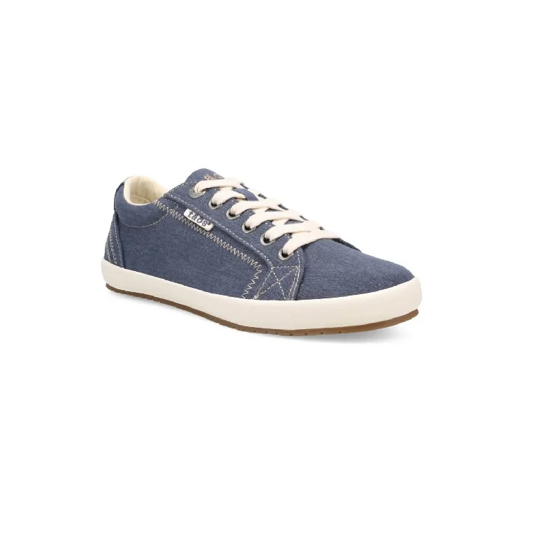 Exquisite Craftsmanship Women's Star Sneakers In Lake Blue Washed Canvas