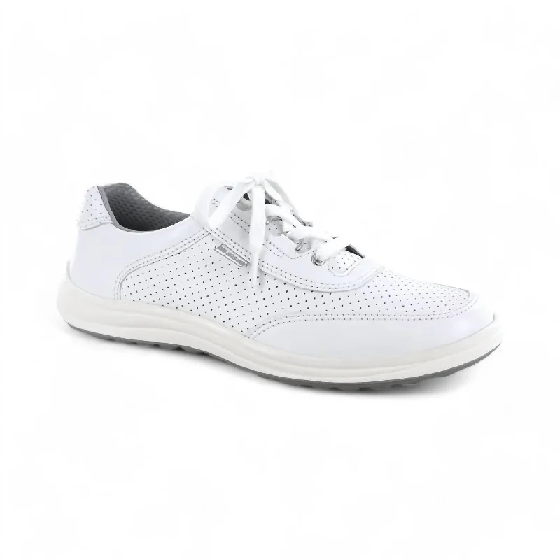Refreshing Design Women's Sporty Lux Lace Up Sneaker - Double Wide Width In White Perf