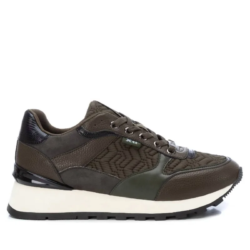 Fashion Design Women's Padded Textile Sneakers In Khaki