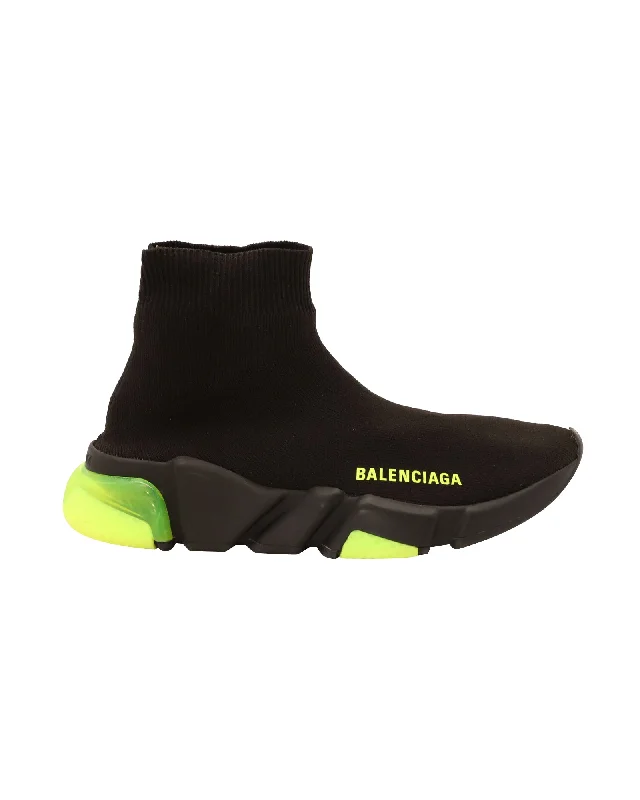 Fashion Selection Balenciaga Speed Clear Sole Sneakers in Black Polyamide