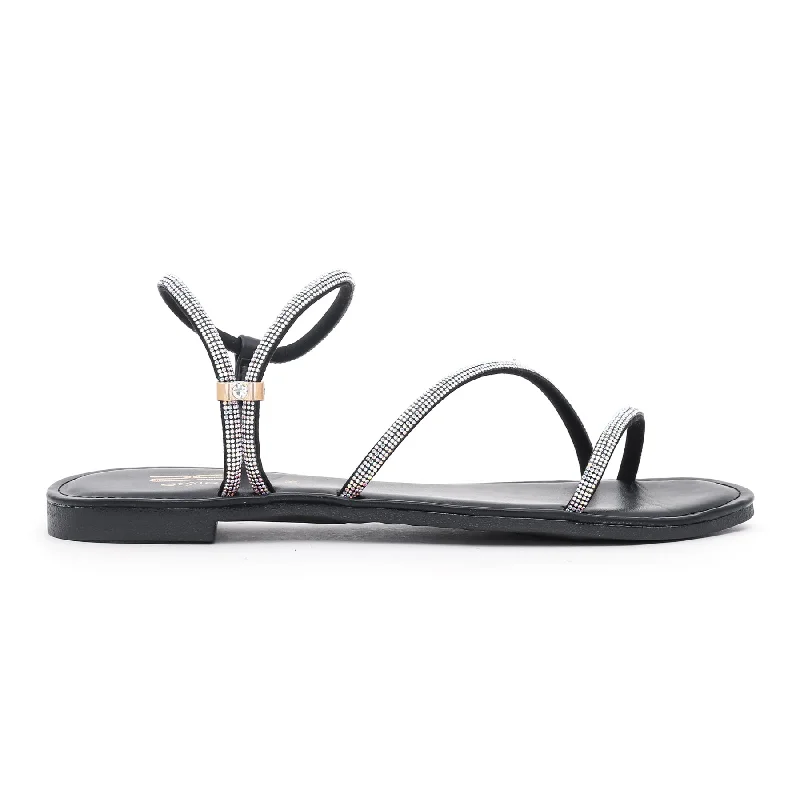 High Street Fashion Black Fancy Sandal FN5710