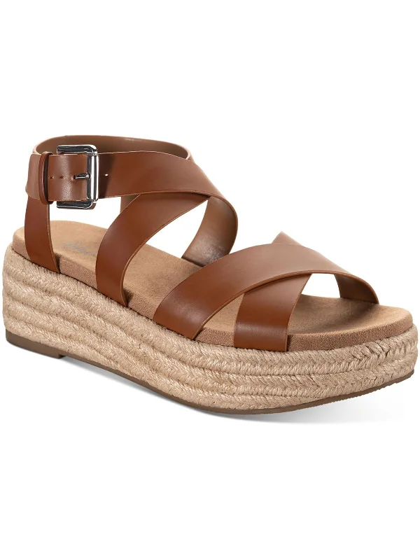 Trendy Items Emalinee Womens Faux Leather Slingback Wedge Sandals