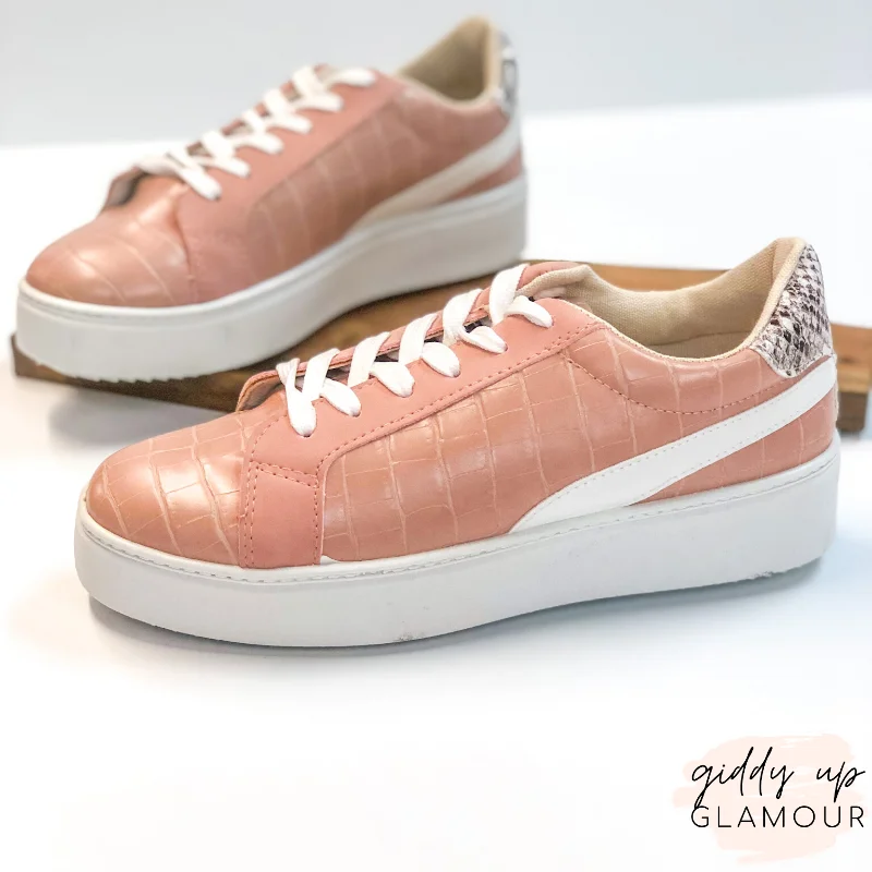 Celebrity Picks Last Chance Size 6, 6.5, & 7 | Can't Stay Away Crocodile Sneakers with Snakeskin Heel Patch in Blush Nude Celebrity Picks Last Chance Size 6, 6.5, & 7 | Can't Stay Away Crocodile Sneakers with Snakeskin Heel Patch in Blush Nude