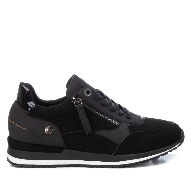 Fashionable Inner Wear Women's Side Zipper Sneakers In Black