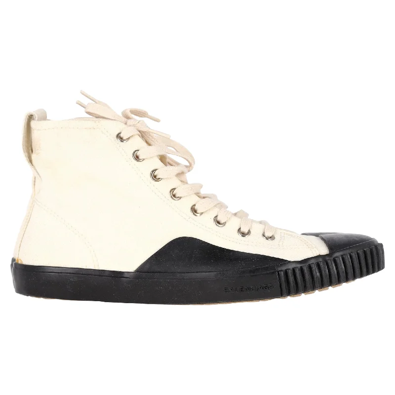 Fashion Innovation Balenciaga Rubber Cap Toe High Top Sneakers in White Canvas