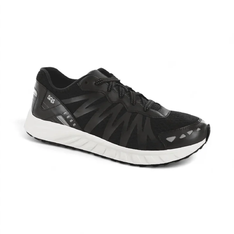 Comfortable Series Women's Tempo Lace Up Sneaker - Wide Width In Black