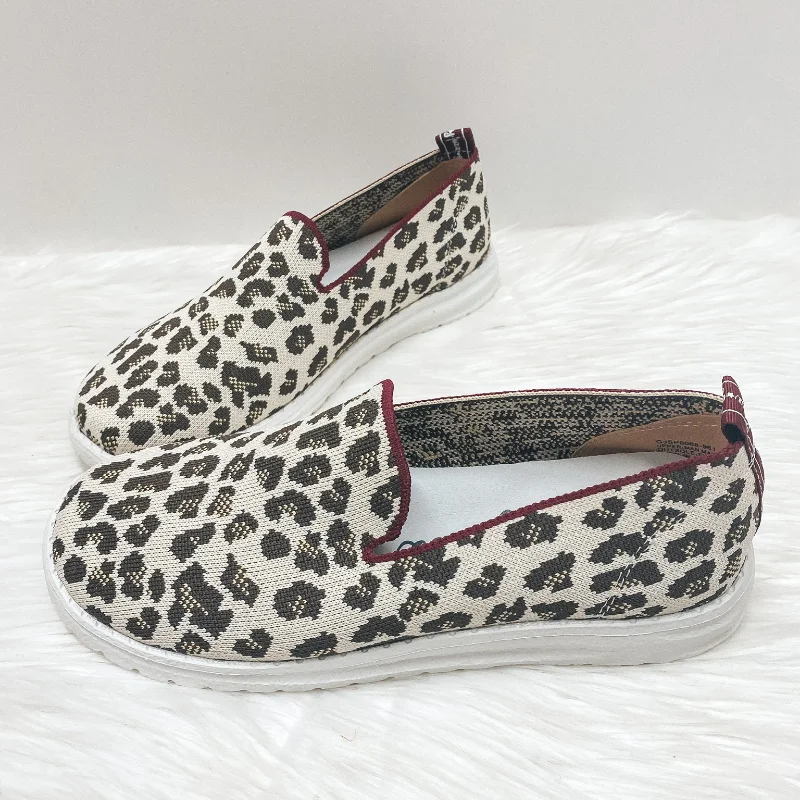 Creative Prints Very G | Sporting Style Knit Slip On Sneakers in Ivory Leopard