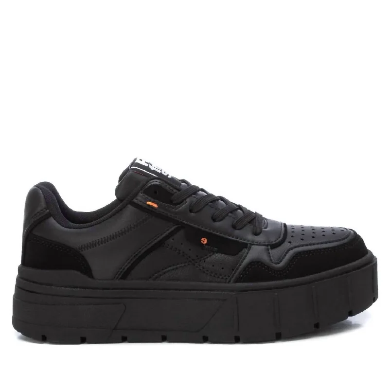 Noble And Elegant Women's Double Rubber Sneakers In Black