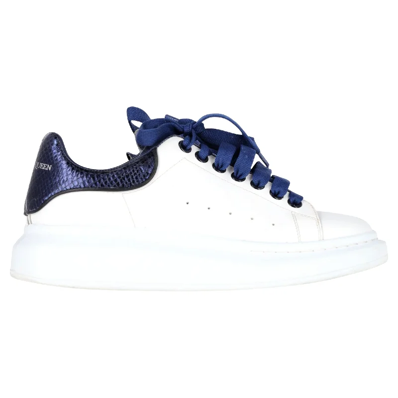 Fashionable Inner Wear Alexander McQueen Oversized Sneakers in White and Blue Leather