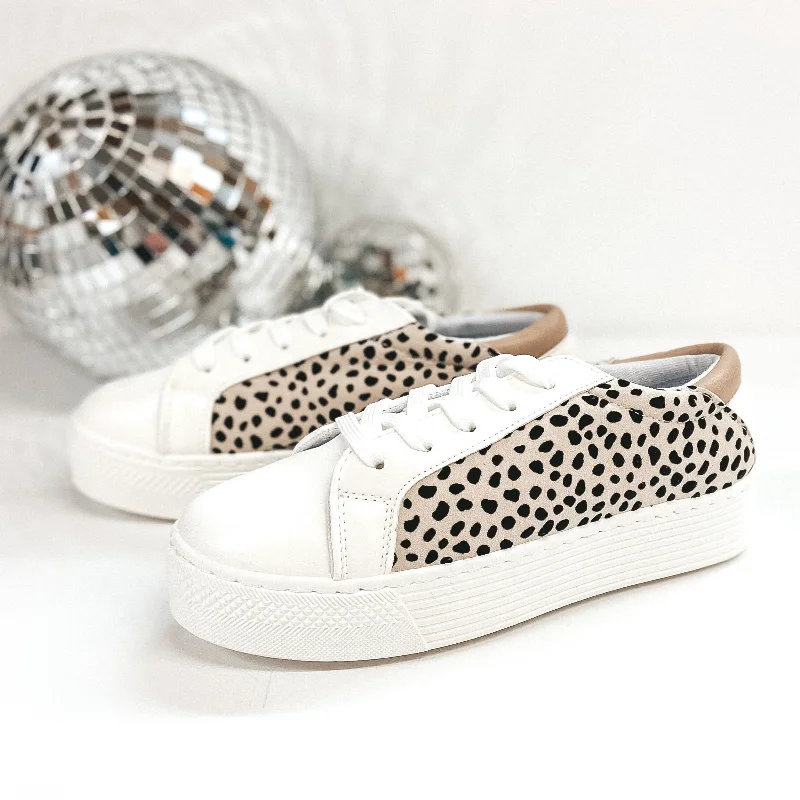 Celebrity Style Casually Chic Lace Up Platform Sneakers in Dotted Leopard