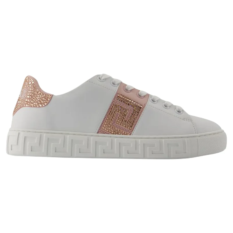 Fashionable In The Times Sneakers - Versace - Cotton - White/Pink