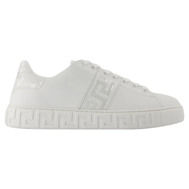 Classic Style Sneakers - Versace - Cotton - White